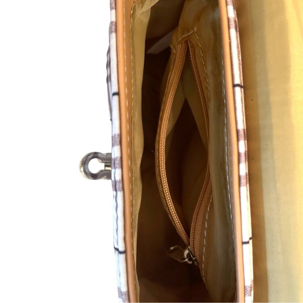 Crossbody Purse Shoulder Strap Adjustable Brown Plaid Satchel Organizer Handbag - Picture 7 of 12